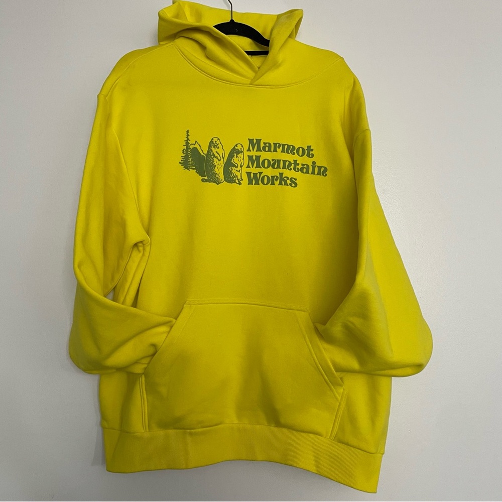 Men’s Marmot Mountain Works Heavyweight Hoodie Yellow Blaze Size XXL